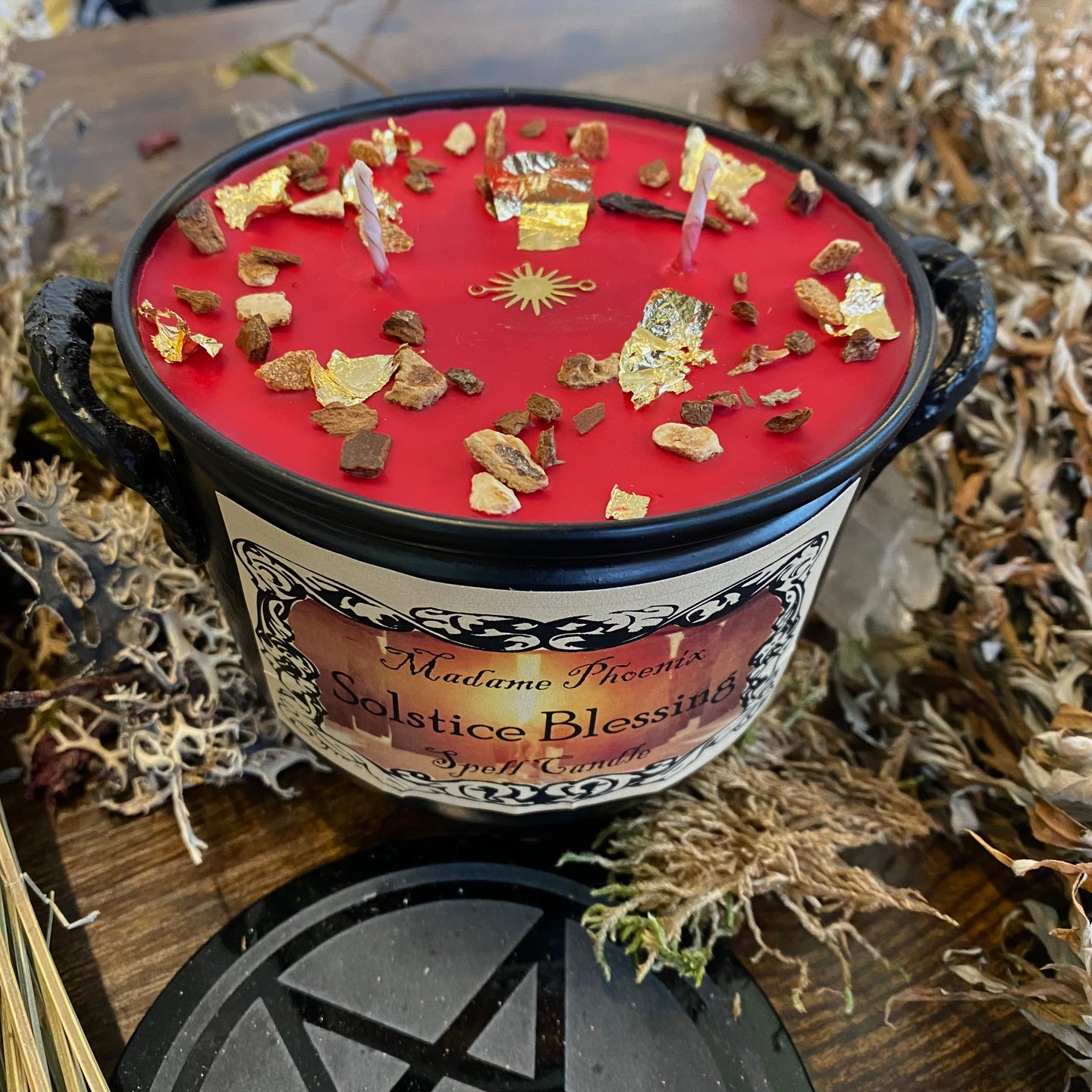 Solstice Blessing Winter Ritual Cauldron Candle