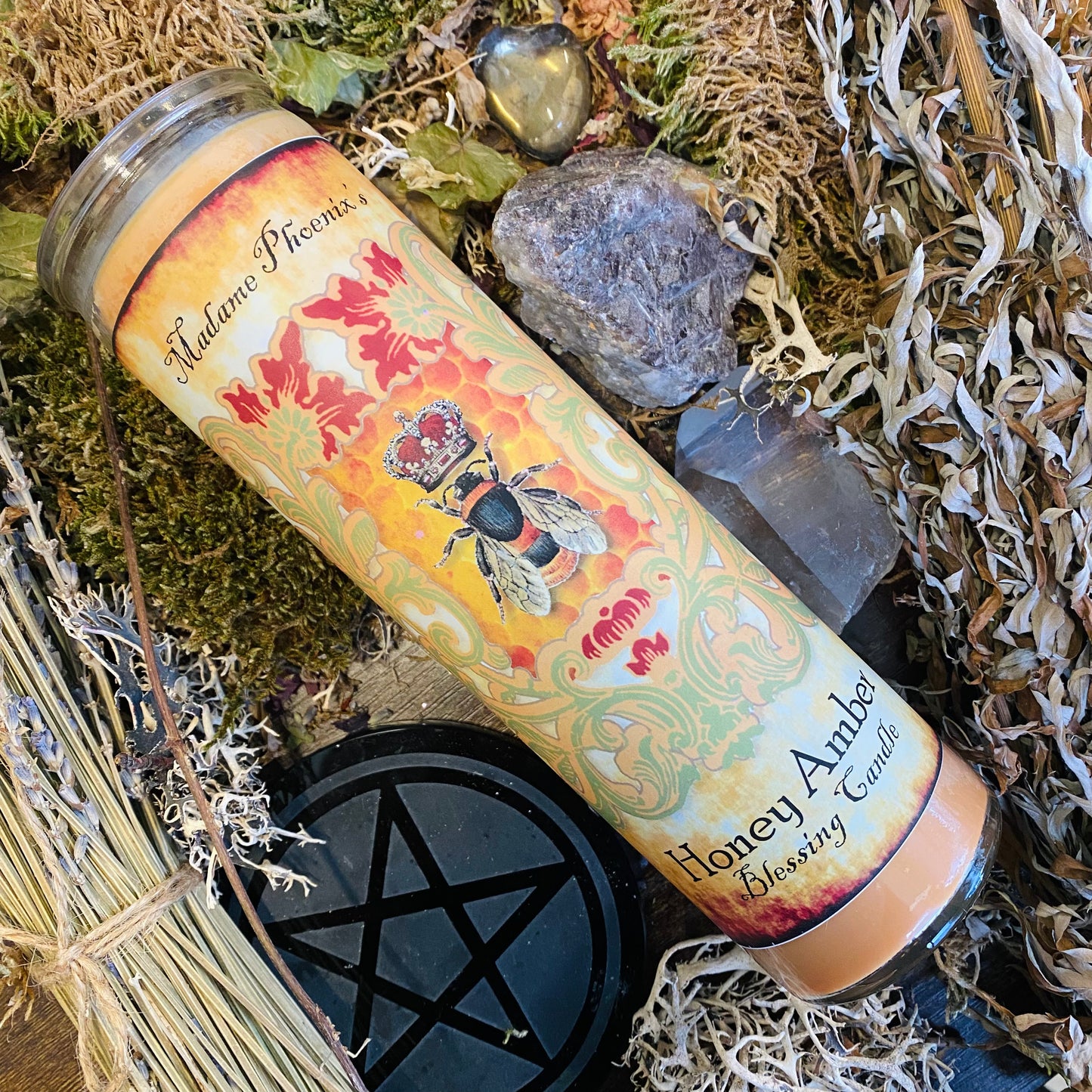 Bougie de sort rituel au miel et à l’ambre de la reine des abeilles 