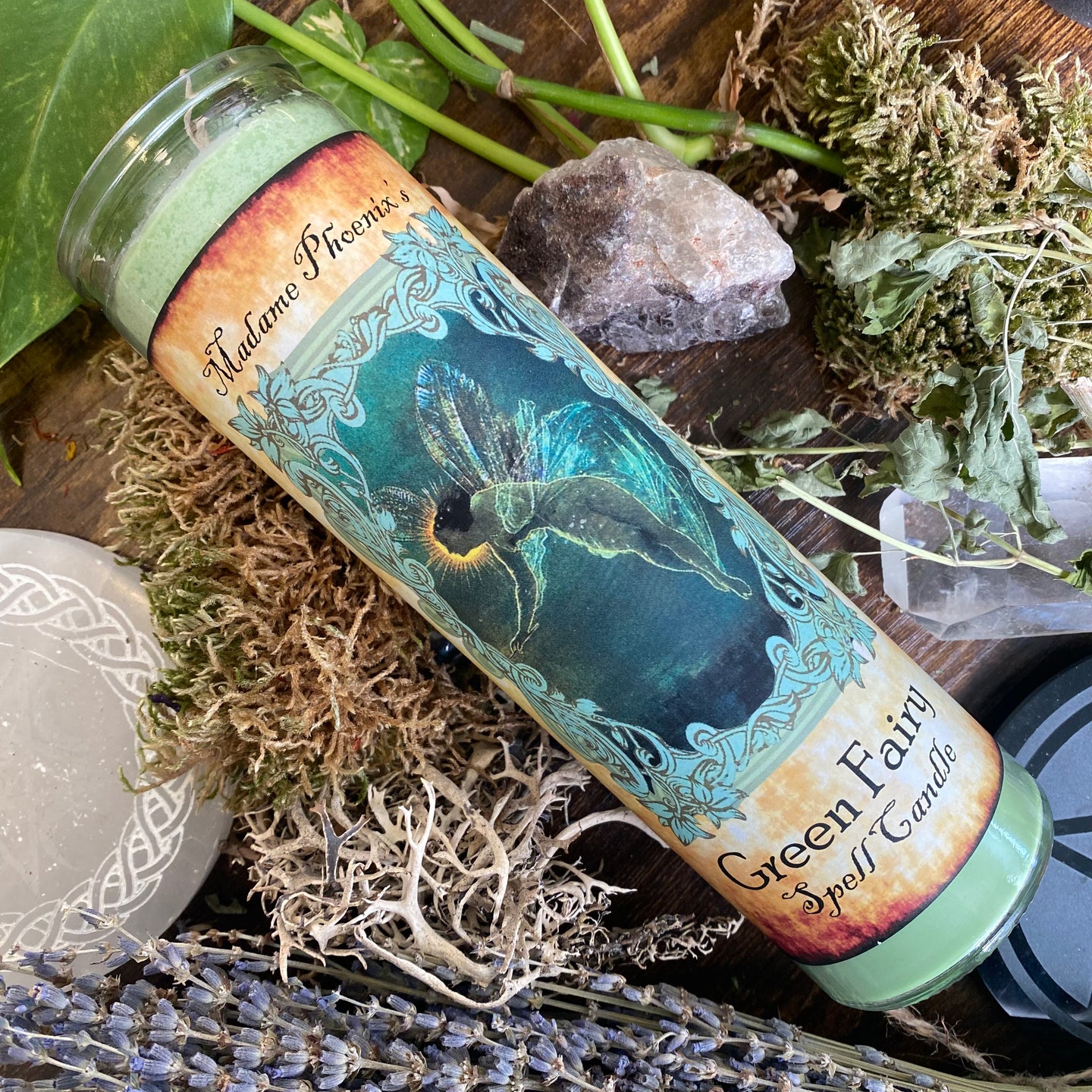 Green Fairy Absinthe Ritual Spell Candle