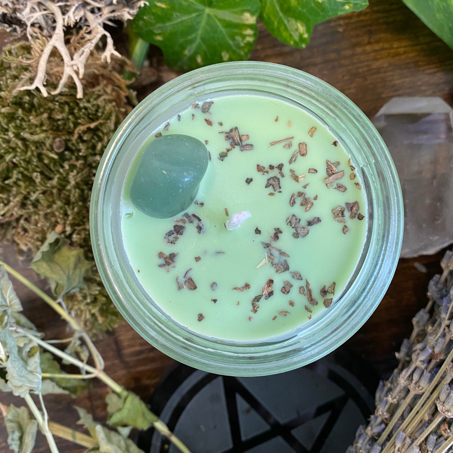 Bougie de sort d’aventurine magique en cristal