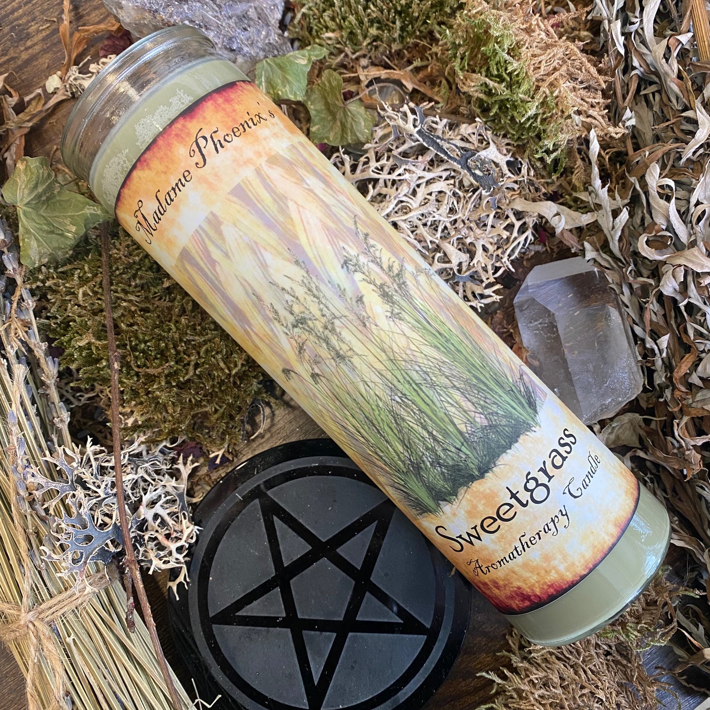 Bougie d'aromathérapie de sort magique de bénédiction de Sweetgrass