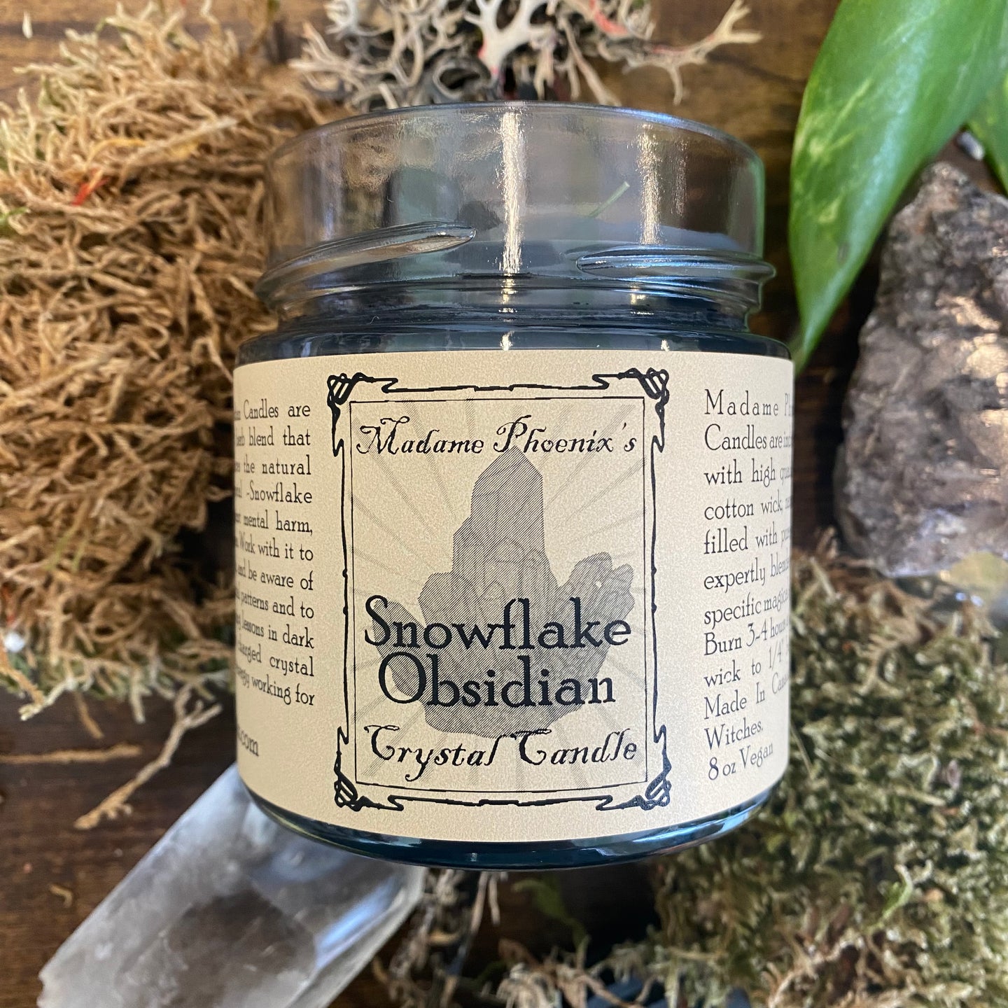 Crystal Magic Snowflake Obsidian Candle
