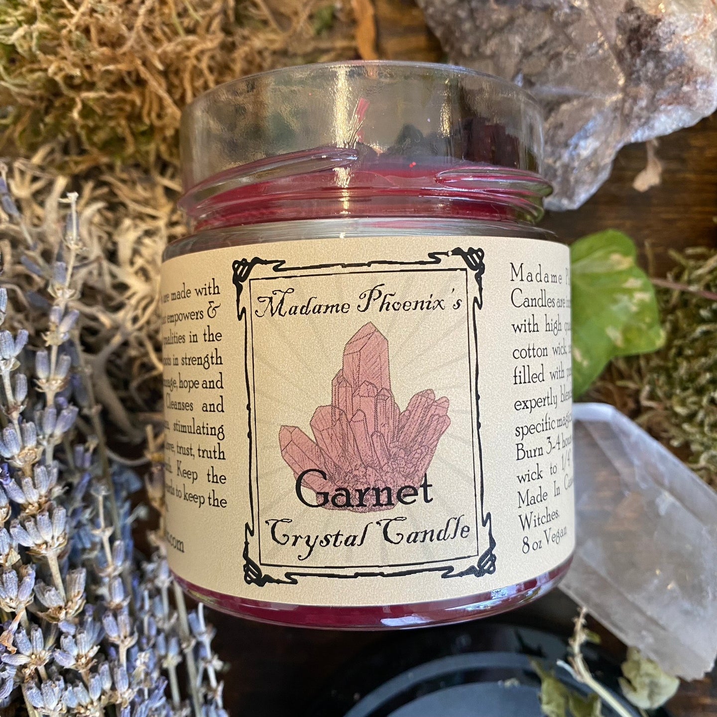 Crystal Magic Garnet Spell Candle