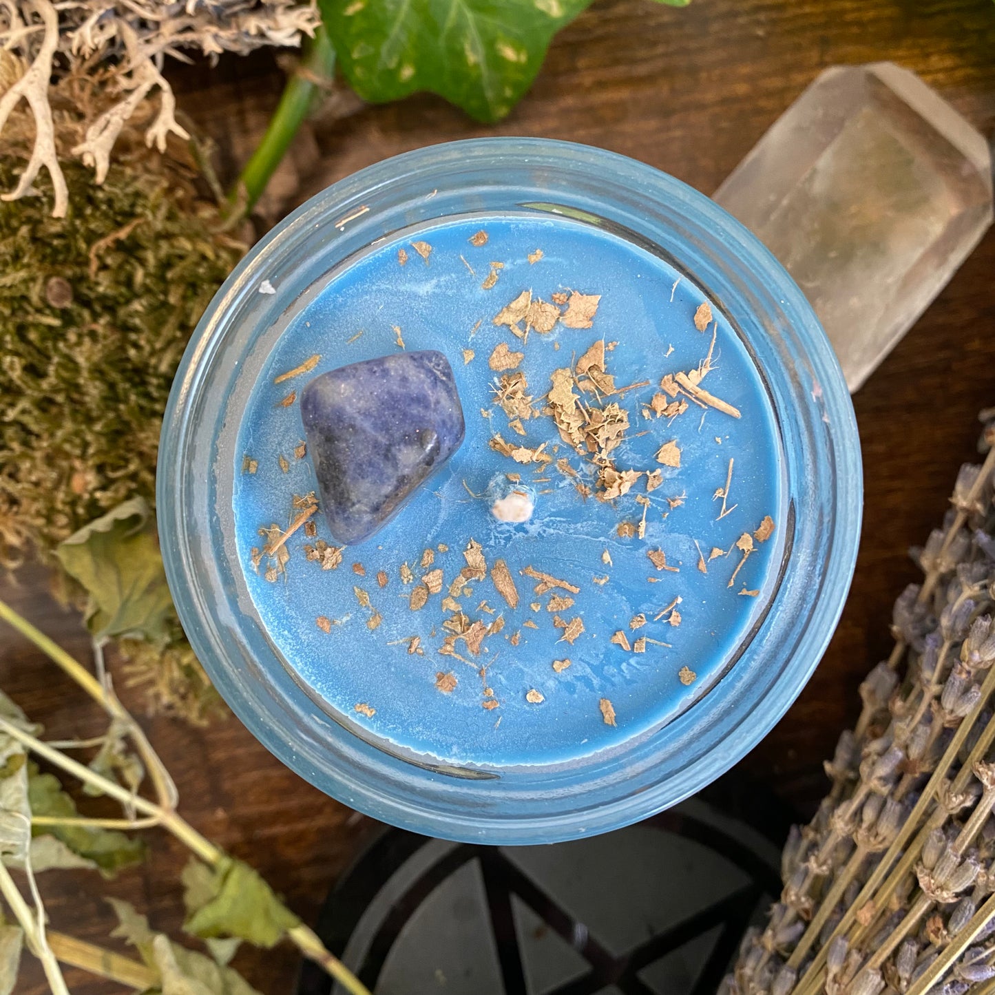 Bougie de sort de sodalite magique en cristal