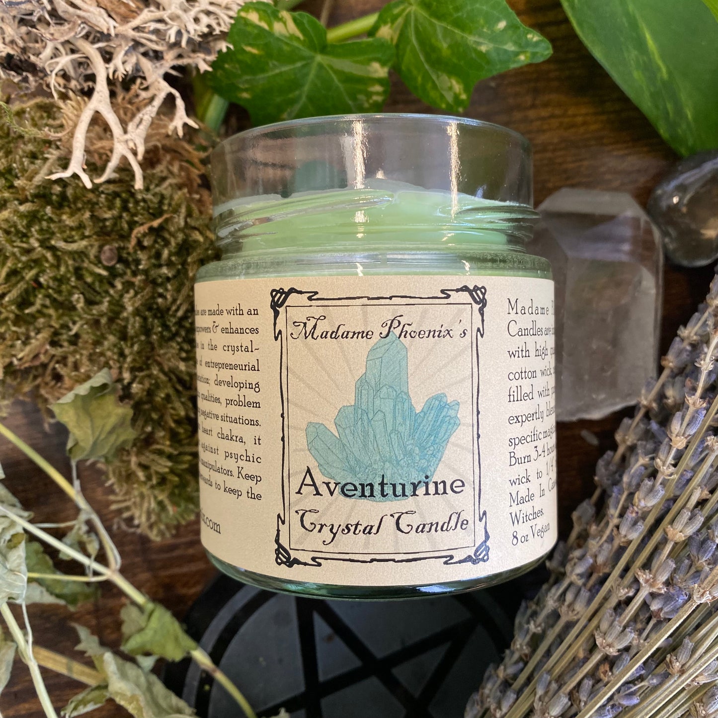 Bougie de sort d’aventurine magique en cristal