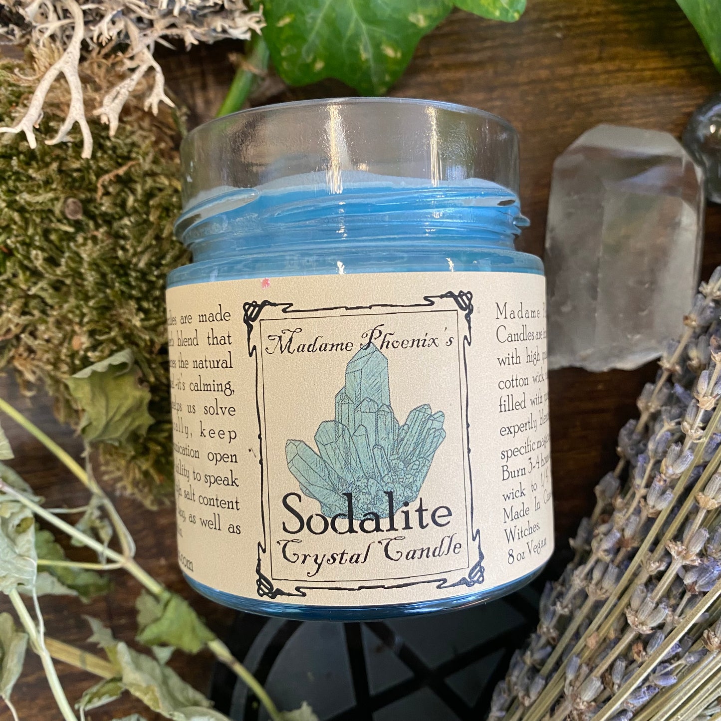 Bougie de sort de sodalite magique en cristal
