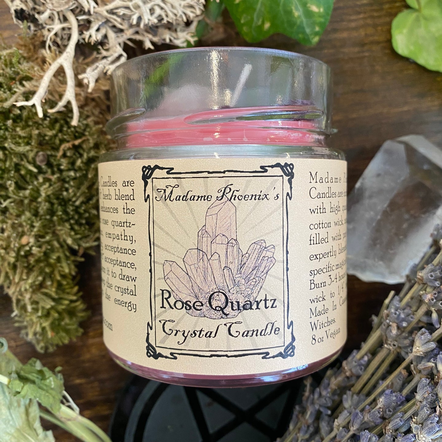 Crystal Magic Rose Quartz Spell Candle
