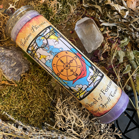 Bougie rituelle de sort de tarot de roue de fortune