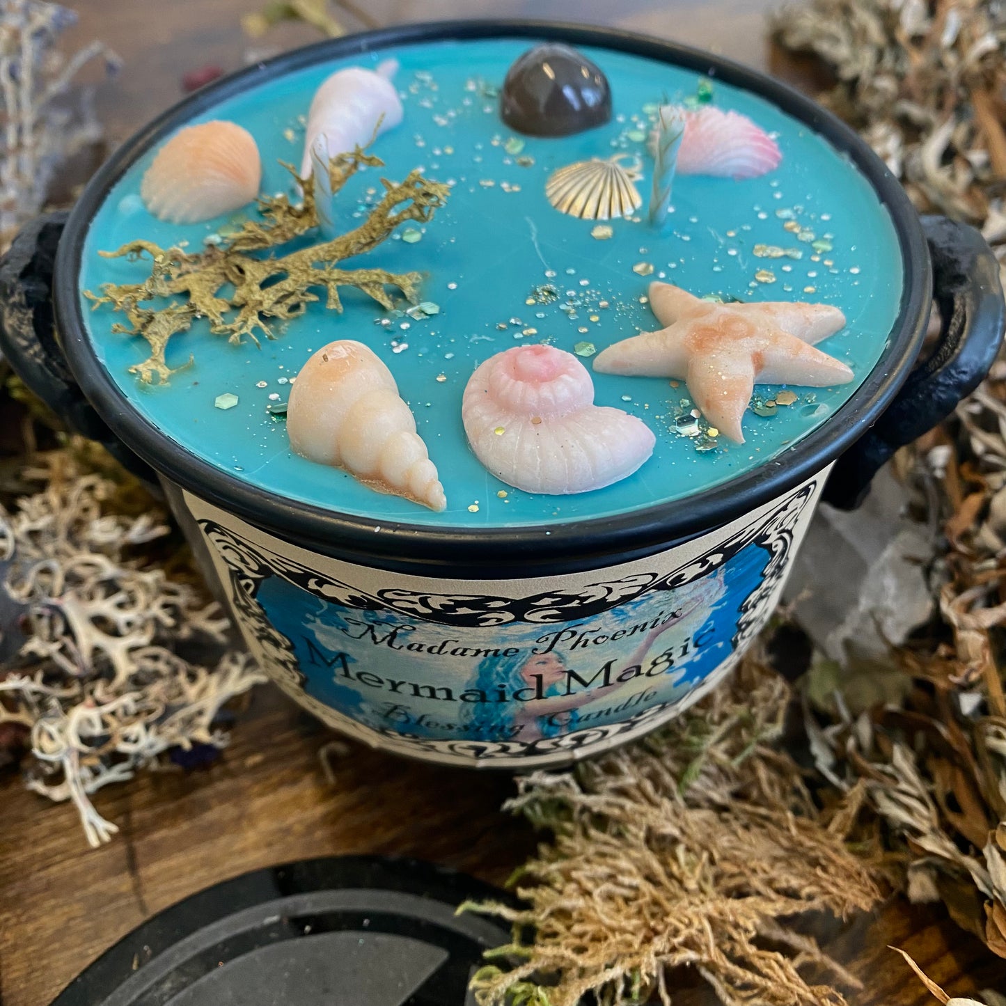 Bougie de chaudron d’esprit d’eau de bénédiction de sirène 
