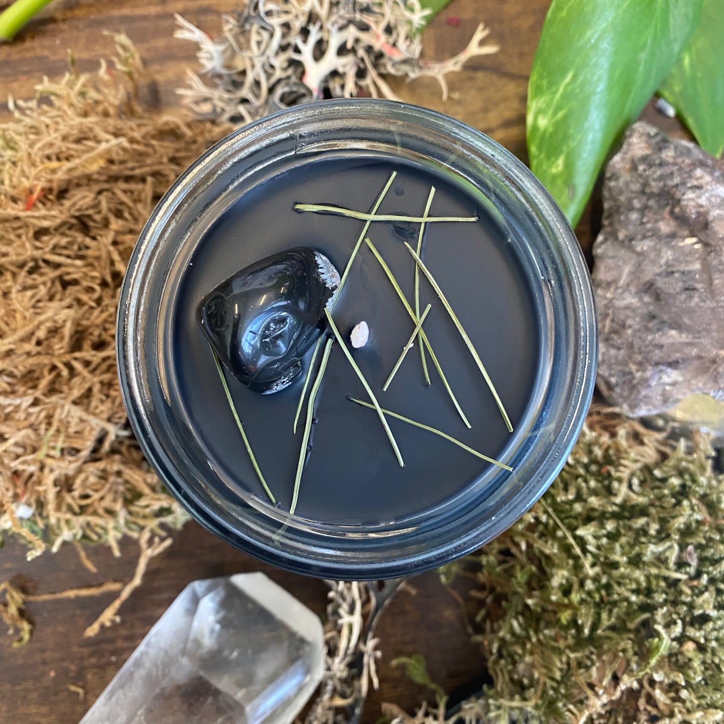 Bougie d'obsidienne de flocon de neige magique en cristal