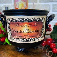 Load image into Gallery viewer, Solstice Blessing Winter Ritual Cauldron Candle
