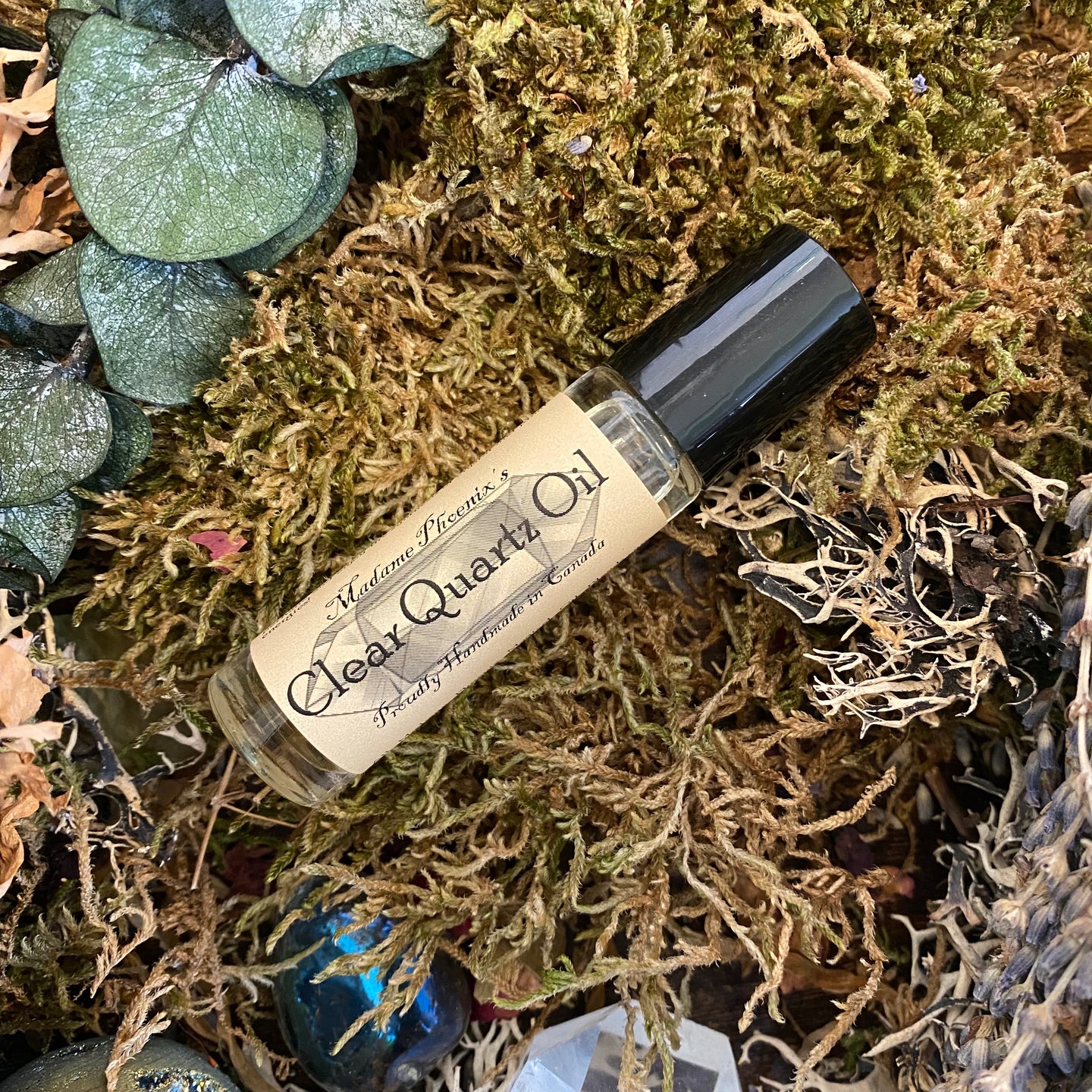 Rouleau d'aromathérapie d'acupression en cristal de Quartz clair sur parfum naturel
