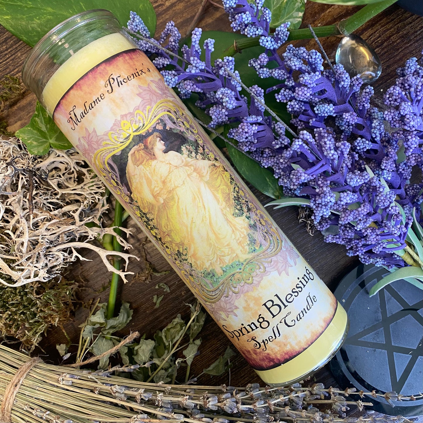 Bougie d'aromathérapie rituelle de bénédiction du printemps