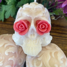 Load image into Gallery viewer, Spring flower marbled LIMITED EDITION Filigree Skull Shaped Candle
