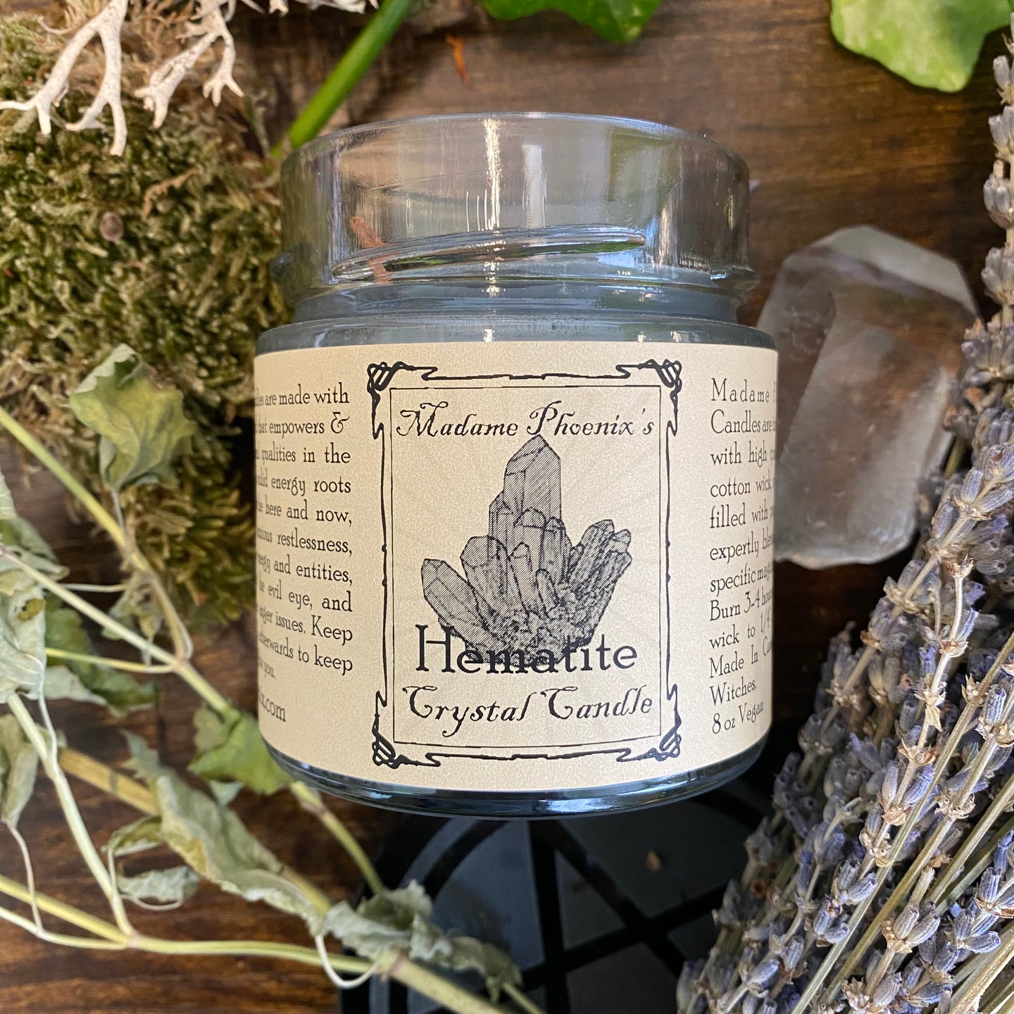 Crystal Magic Hematite Spell Candle