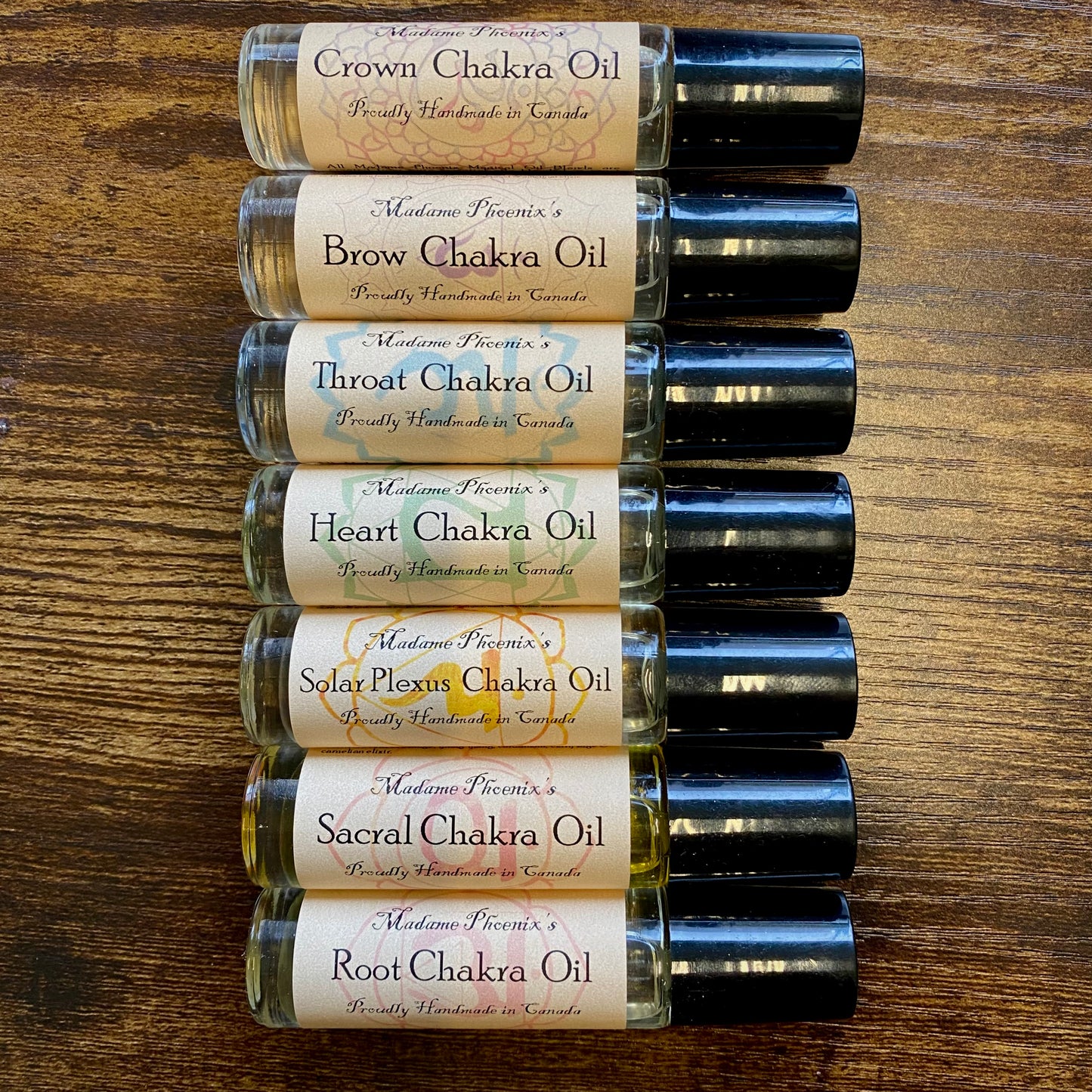 Rouleaux de mélange d’huiles essentielles de guérison des chakras (ENSEMBLE COMPLET)