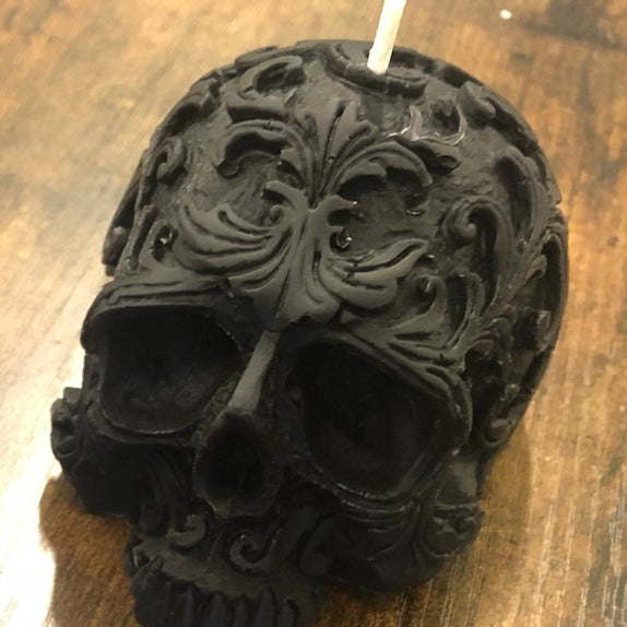 Filigree Skull Shaped Candle (Black)