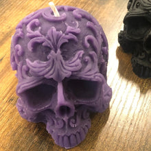 Load image into Gallery viewer, Filigree Skull Shaped Candle (Purple)
