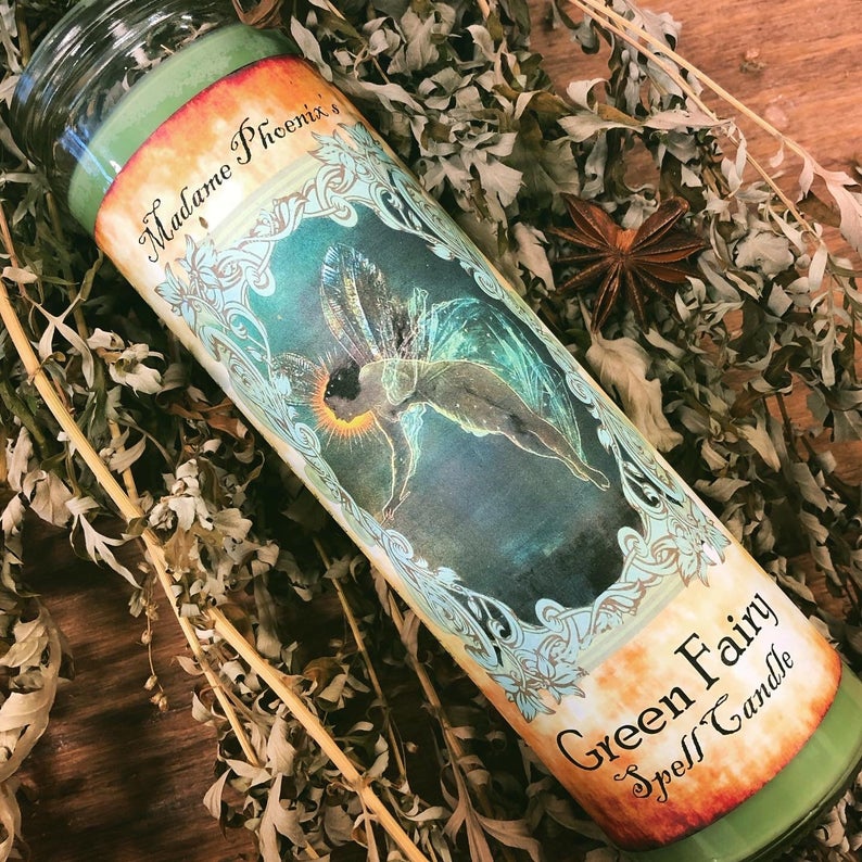 Bougie de sort rituel d’absinthe de fée verte