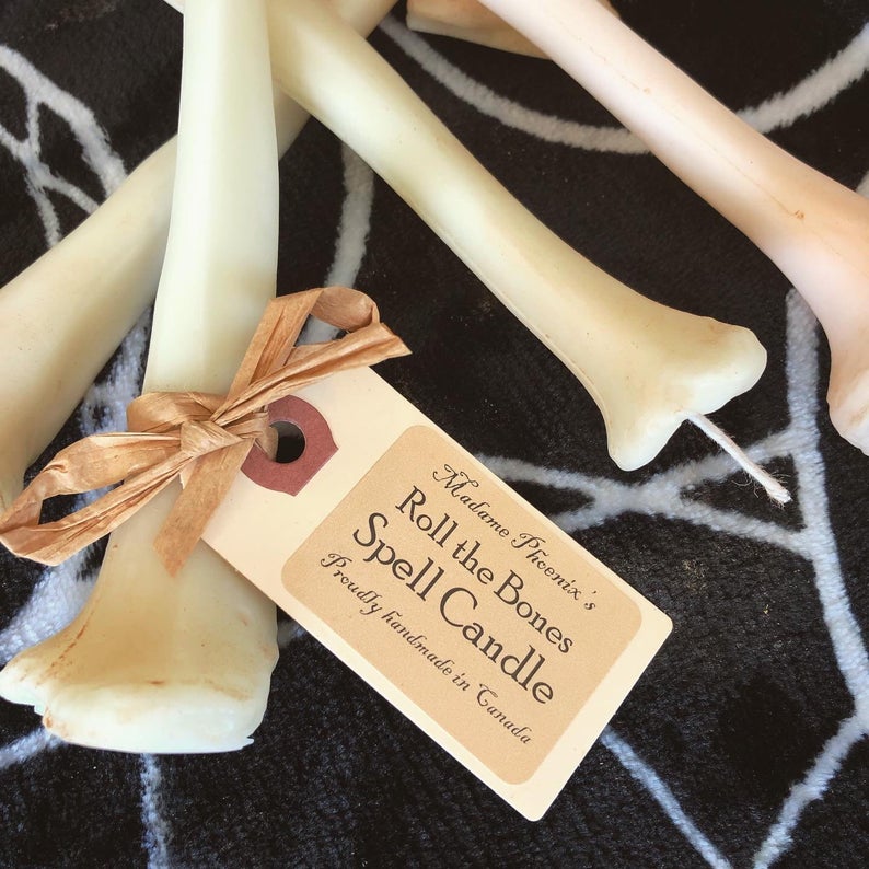 Bougie en os pour sanctuaire des ancêtres et autels de Samhain