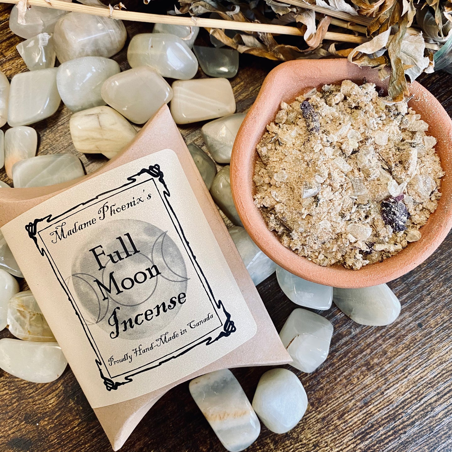 Full Moon Incense: 9 fold blend of all natural and organic herbs, resins and oils