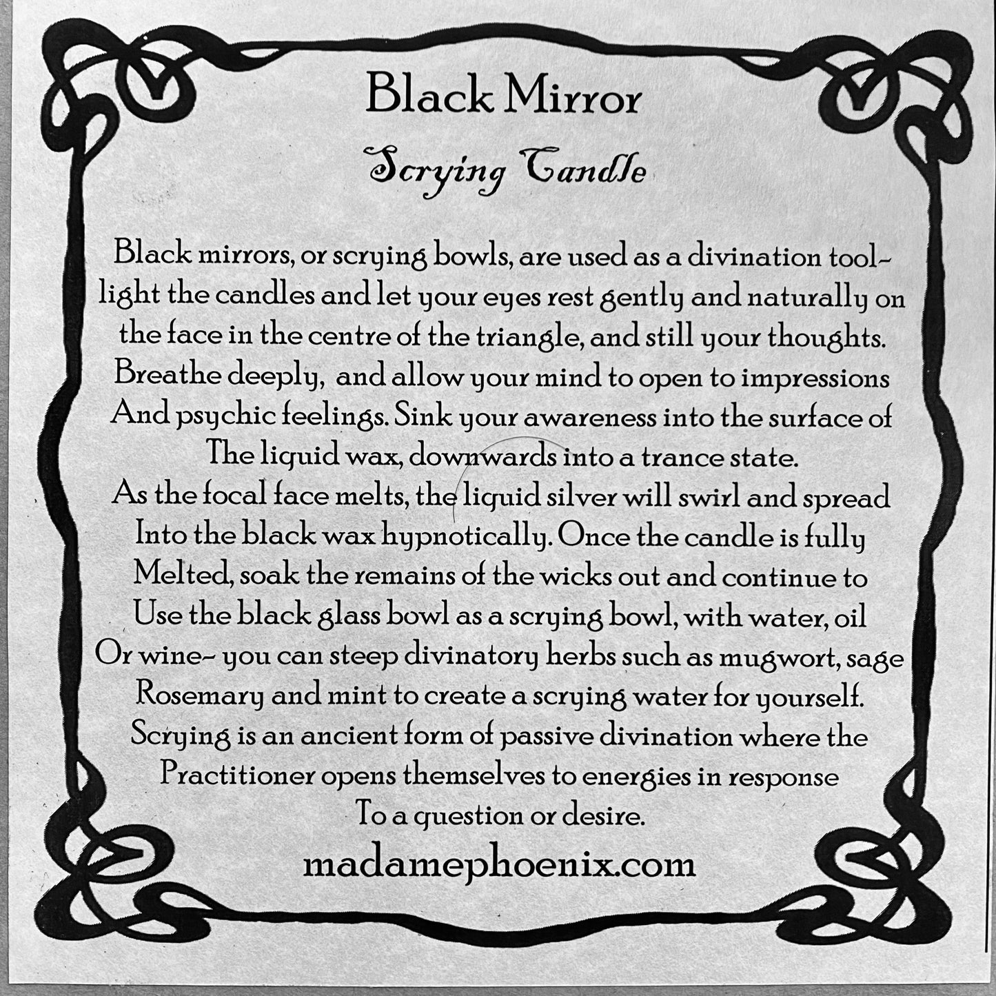 Miroir noir | miroir de visualisation | bol de visualisation | bougie de sort rituel