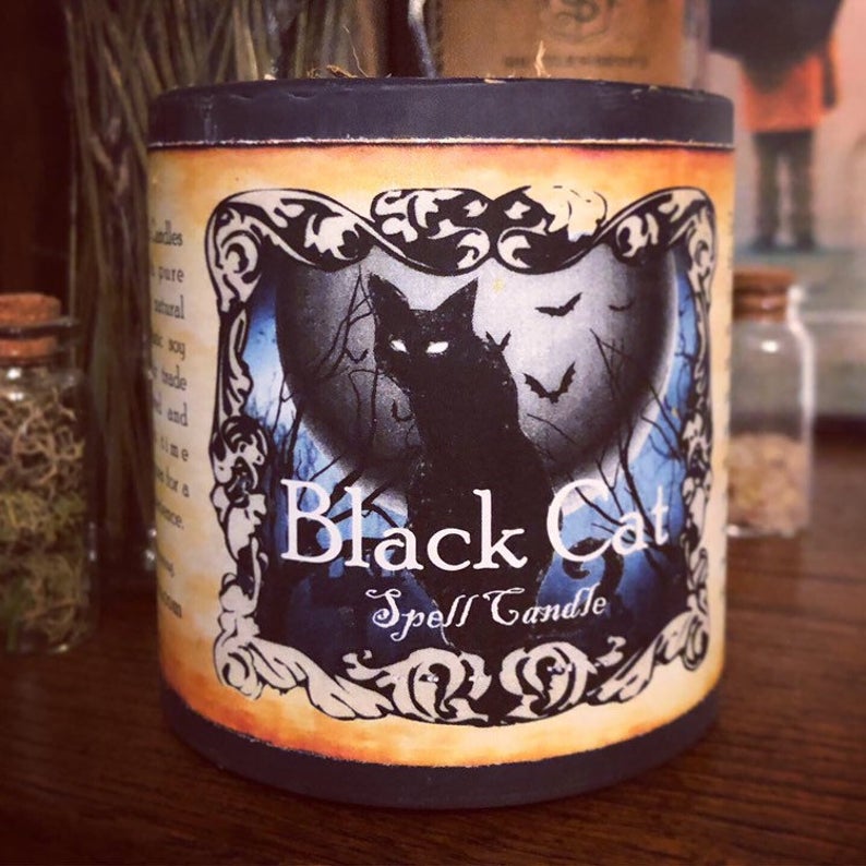 Black Cat Chunky Pillar Candle