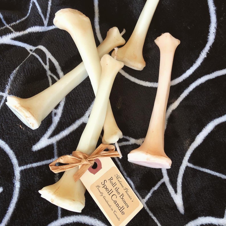 Bougie en os pour sanctuaire des ancêtres et autels de Samhain